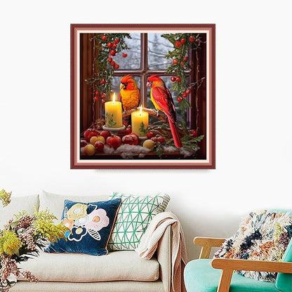 Foxdiviy Stamped Cross Stitch Kits Full Range of Embroidery Needlework Starter Kits for Beginners Adults 11CT Embroidery Patterns Art Crafts DIY Needlepoint Kits-Parrot Lovers 18x18 inch