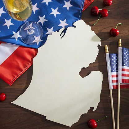 BBTO 3 Pack Michigan Unfinished Wood Cutouts US State 10" Wood Slices Wooden Paint Crafts Christmas Ornaments Pieces for Home Decor Ornament DIY Craft Art Project