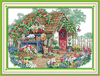 Funcrostitch Counted Cross Stitch Kits for Beginners,14ct Unprinted Pattern Embroidery Kit Dmc Cotton Threads Needleworks for Adults-17.3"X13"