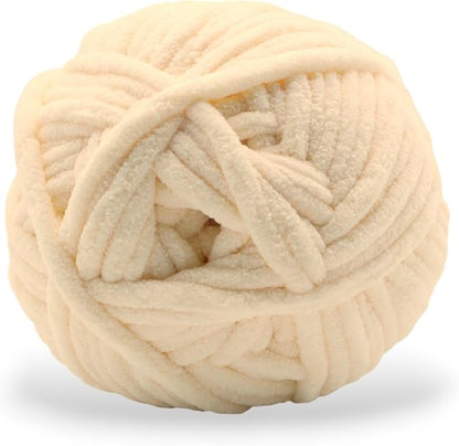 Okey Dokeys 300g Jumbo Velvet Chenille Yarn 7 Jumbo – Plush, No-Fray, Durable Plushies, Posh Soft Crochet Projects Beginner Friendly (130 yds) (Vanilla Cream White (111), 1 Pack (17.90/Skein))