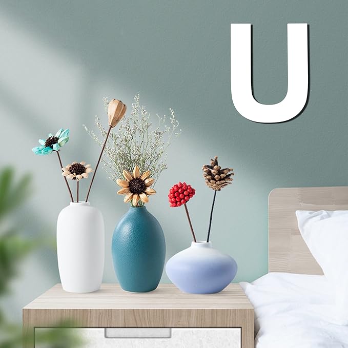 12 Inch Wooden Letter U, 1/4 Inch Thick Large Unfinished Wood Letter for DIY Crafts Home Wall Decor