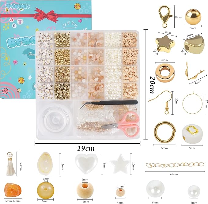 TOIPINIO Bracelet Making Kit Jewelry Making Supplies Kit Natural Stone Beads for Irregular Natural Stone with for DIY Craft 1736 PC Friendship Bracelet/Necklace/Earrings for Adults (Pink Aventurine)