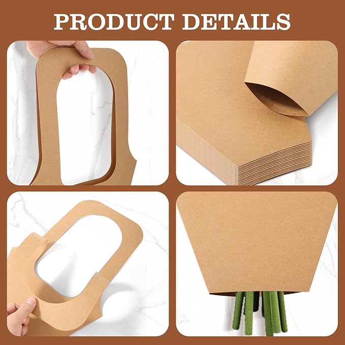 Cyblinia 20 Pcs Flower Bouquet Gift Bags with Handle - Valentine Floral Gift Bags for Florist Shop Packaging Supplies