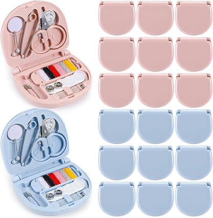 Yuxung 20 Pieces Mini Travel Sewing Kit Basic Portable Emergency Sewing Repair Kit in Bulk with Threads Scissors Needles for Beginner Traveler Hotel Charity Homeless