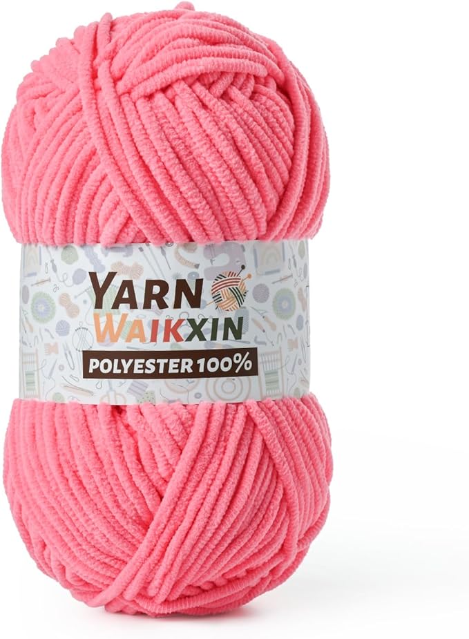 Soft Chenille Yarn for Crocheting, Fluffy Chunky Crochet Yarn for Baby Blanket, (1.76oz/65.6yds) Fuzzy Velvet Yarn for Amigurumi&DIY Puzzle、Crafts、Scarf(Deep Pink)