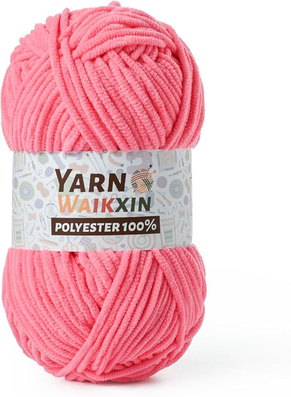 Soft Chenille Yarn for Crocheting, Fluffy Chunky Crochet Yarn for Baby Blanket, (1.76oz/65.6yds) Fuzzy Velvet Yarn for Amigurumi&DIY Puzzle、Crafts、Scarf(Deep Pink)