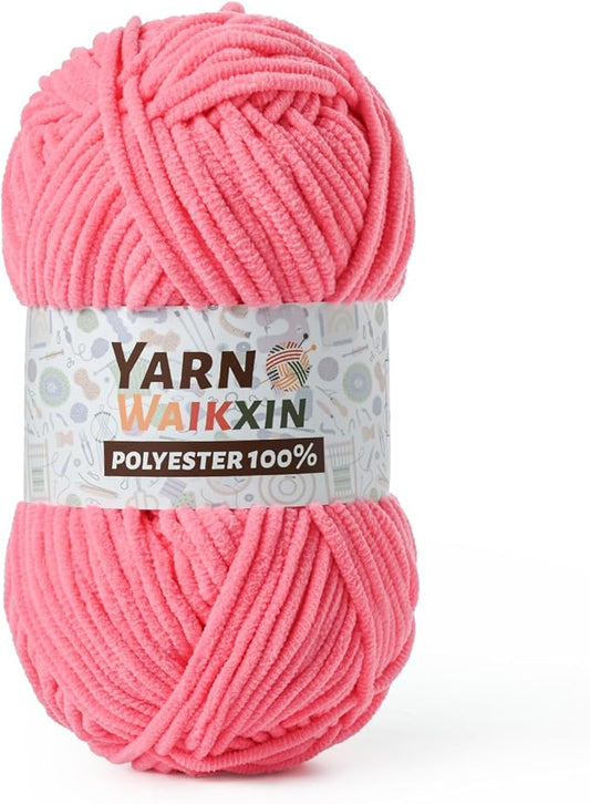 Soft Chenille Yarn for Crocheting, Fluffy Chunky Crochet Yarn for Baby Blanket, (1.76oz/65.6yds) Fuzzy Velvet Yarn for Amigurumi&DIY Puzzle、Crafts、Scarf(Deep Pink)