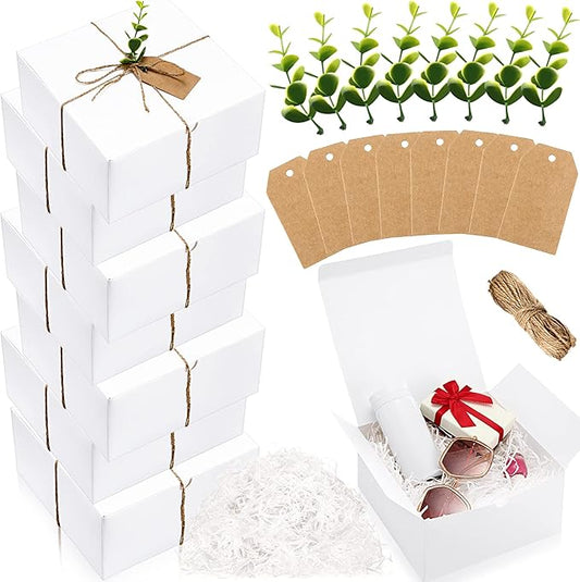 Crtiin 8 Pack Gift Boxes Set 8 x 8 x 4 Inch White Paper Bridesmaid Proposal Gifts Box with Lids for Presents Wedding Bridal Shower Baby Shower Christmas Filler Birthday Gift Packging Party Favors