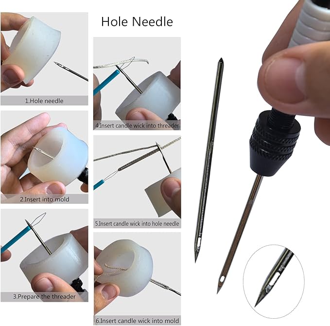 DiaWiew Candle Making Tools for Punching Holes and Inserting Wicks, Beginners Candle Making Kit for Adult Including Wick Needle for Candle Making, Perfect to Candle Molds with No Holes for Wicks