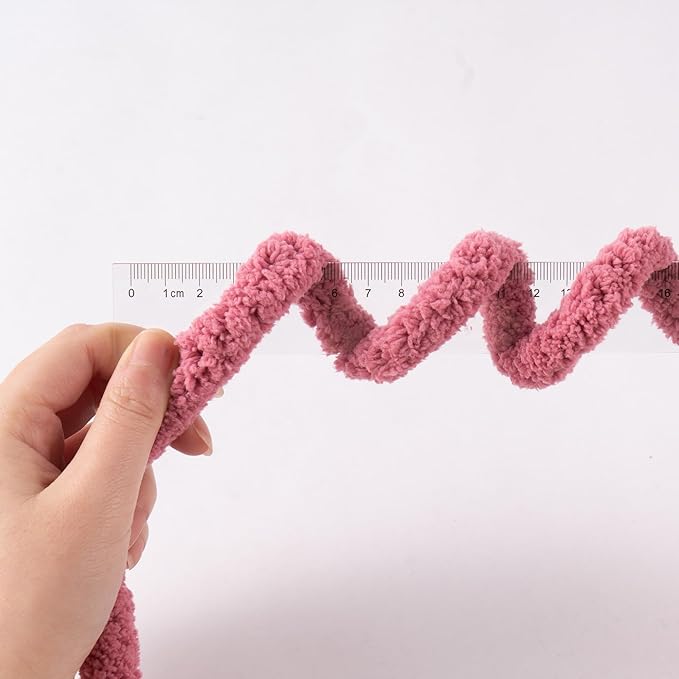 Rose Red Jumbo Chunky Chenille Yarn for Crocheting, Thick Plush Yarn for Hand Knitting Blankets, Super Soft Bulky Yarn for DIY Projects, 2 Jumbo Pack