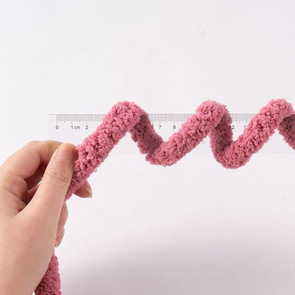 Rose Red Jumbo Chunky Chenille Yarn for Crocheting, Thick Plush Yarn for Hand Knitting Blankets, Super Soft Bulky Yarn for DIY Projects, 2 Jumbo Pack