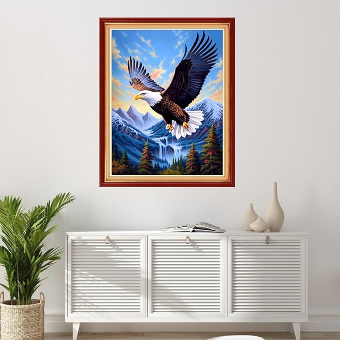 Foxhool Stamped Cross Stitch Kits,11CT Printed Cross Stitch Pattern Full Embroidery Kits for Beginner Needlepoint Kits-Eagle Soaring 16x20 inchs