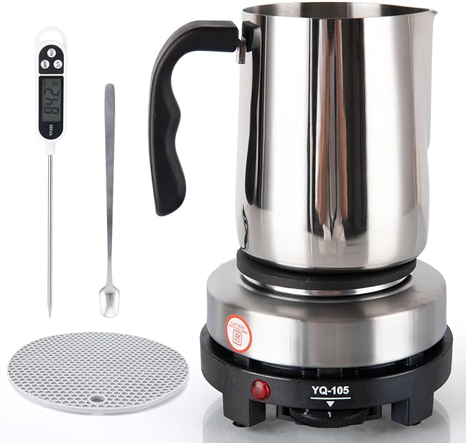 9TH SHOP Candle Making kit, Candle Making Kit for Adults, Candle Making Supplies Includes Electric Stove, Hot Plate, 900ml Pouring Pot, Stirring Spoon and Thermometer