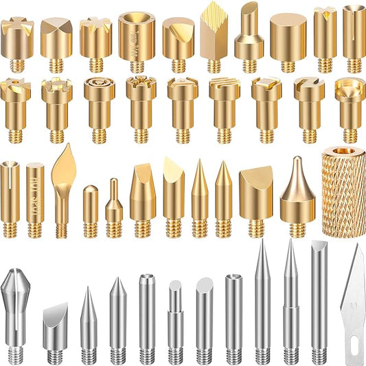 Lothee 43 Pcs Wood Burning Tips Kit, Wood Burning Letters Numbers Alphabet Stamps Stencils Templates for Embossing Branding Crafts Personalization Tools Gift for Dad(Different Shape)