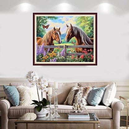 Foxnyart Stamped Cross Stitch Kits Full Range of Embroidery Needlework Starter Kits for Beginners Adults 11CT Embroidery Patterns Art Crafts DIY Needlepoint Kit-Couple Scenery 16x20 inchs
