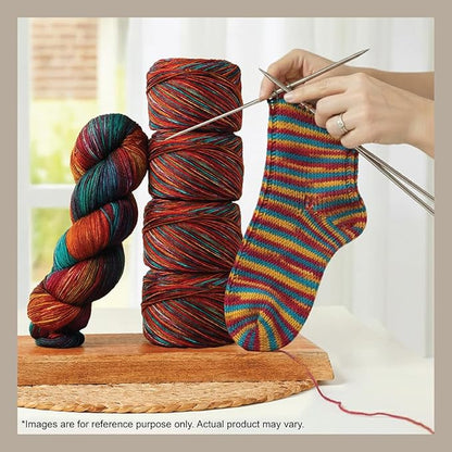 KnitPro Symfonie Hand Dyed Yarn | Extra Fine Merino Wool & Polyamide Blend for Knitting & Crocheting, Fingering Weight, Oeko-TEX Certified 400m, 100g Skein | Terra Variegated Party Lights