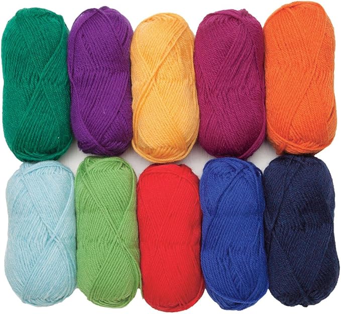 Knit Picks Wool of The Andes Yarn Pack - 10 Skeins of 100% Wool Worsted Weight Yarn (Rainbow)