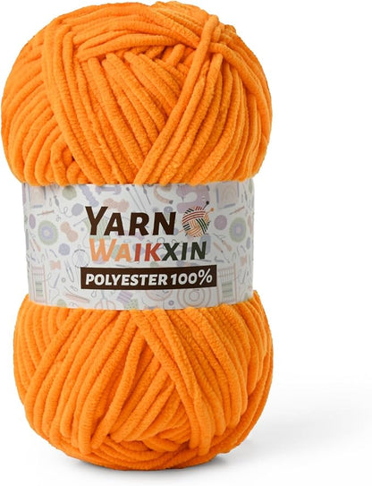 Soft Chenille Yarn for Crocheting, Fluffy Chunky Crochet Yarn for Baby Blanket, (1.76oz/65.6yds) Fuzzy Velvet Yarn for Amigurumi&DIY Puzzle、Crafts、Scarf(Orange)