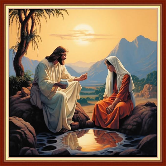 DMCVIVR Stamped Cross Stitch Kits for Beginners Adults Needlepoint Kits for Beginners Embroidery Kits for Adults Crossstitch Kit for Beginners 11CT-Jesus Preaching 18x18 inch