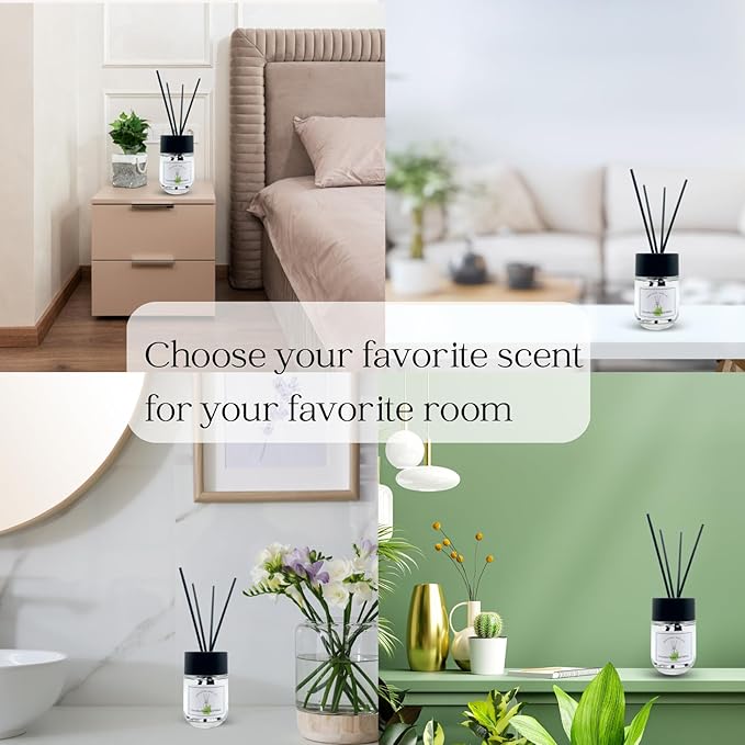 Preston and Lee Reed Diffuser Set | 100 ml (3.4 fl oz) Cucumber Water and Melon Scent | Reed Diffuser Set | Aromatherapy Diffusers | Natural Reed Diffuser Oil for Home and Spa Fragrance