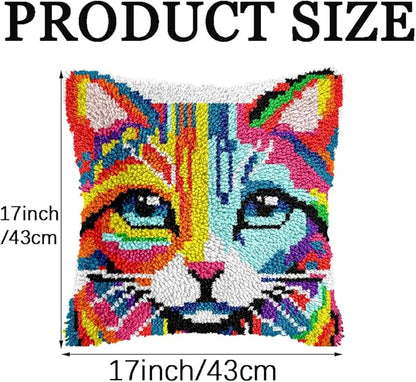 veirousa Highland Cow Latch Hook Kits for Adults Beginners, Pre-Printed Animal Latch Hook Pillow Kit, Craft Rug Making Kits, DIY Embroidery Cushion for Home Sofa Decor & Gift Idea 17x17 in.