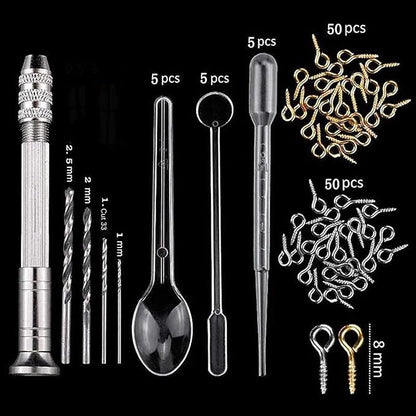 Srutueo 148 Pieces Resin Jewelry Making Kit, Silicone Casting Mold for Beginners with Molds, Resin Kits and Tools Set