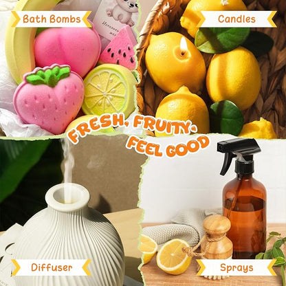 SALKING Fruity Fragrance Essential Oils Set, Essential Oil Gift Set Scented Oils for Diffuser Candle Making - Pineapple,Guava, Raspberry, Green Apple, Orange, Cherry