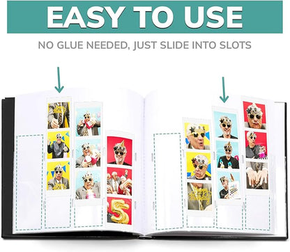 PBF (10 Pack) Photo Booth Album, Guest Book with 2x6 Clear Picture Inserts, Black Cover with Plastic Sleeves & White Pages, Scrapbook Album for Photo Strips, Memory Book, Wedding, and Baby Showers