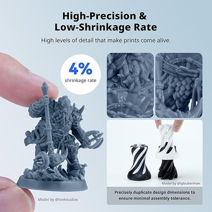 ANYCUBIC Water Washable ABS-Like Resin 3.0, 3D Printer Resin, High Toughness and High Precision, Easy to Post-Process, Low Odor, Wide Compatibility for All LCD 3D Printers (Gray, 1kg)