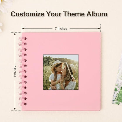 Scrapbook Album 7x7 Inches Photo Album Hardcover Kraft with Window Scrap Book Blank Memory Book for Baby Wedding Guest Book Couples Graduation Travel DIY Anniversary, 40 Pages Pink