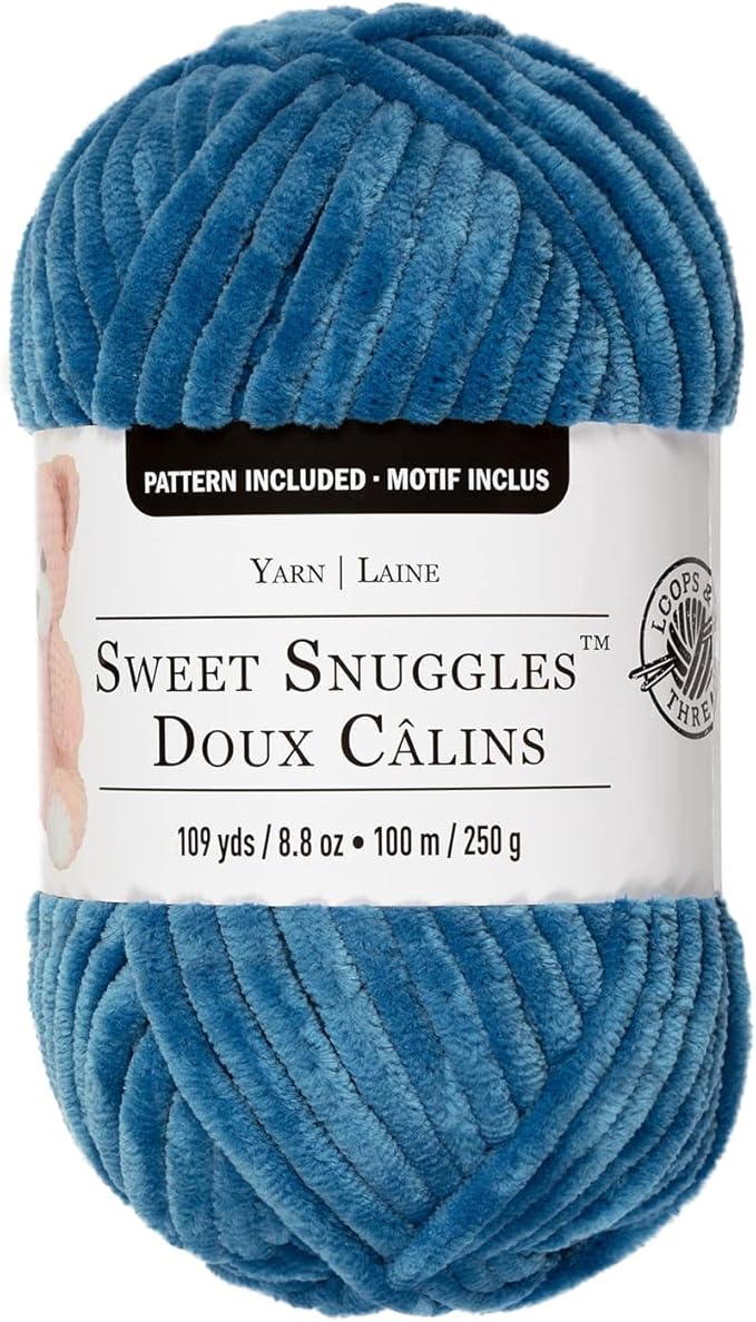 Loops & Threads Sweet Snuggles Yarn - Solid Yarn for Knitting, Crochet, Weaving, Arts & Crafts - Denim, Bulk 18 Pack