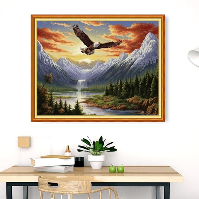 Dimensean Stamped Cross Stitch Kits Full Range of Embroidery Patterns Starter Kits for Beginners Adult DIY Cross Stitches Needlepoint Kits 11CT-Eagles Soaring 16x20 inch