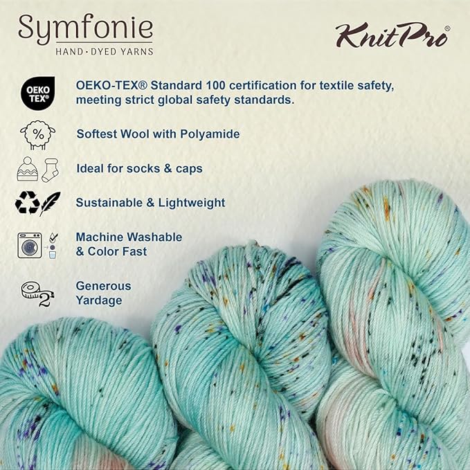 KnitPro Symfonie Hand Dyed Yarn | Extra Fine Merino Wool & Polyamide Blend for Knitting & Crocheting, Fingering Weight, Oeko-TEX Certified 400m, 100g Skein | Terra Variegated Bonnie Blooms