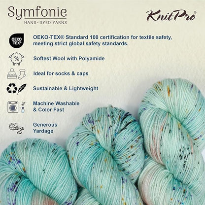 KnitPro Symfonie Hand Dyed Yarn | Extra Fine Merino Wool & Polyamide Blend for Knitting & Crocheting, Fingering Weight, Oeko-TEX Certified 400m, 100g Skein | Terra Variegated Bonnie Blooms
