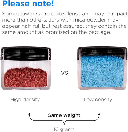 Rolio Mica Powder Pearlescent Color Pigment - 12 Jars for Resin Epoxy, Soap Making, Nail Polish, Lip Gloss, Eye Shadow, Bath Bomb, Slime & Candle - 10g Each (Summer Mountains)
