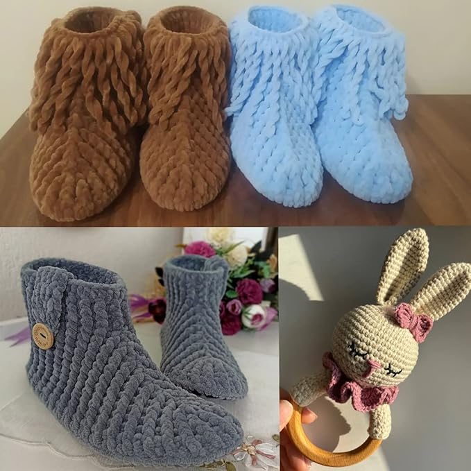 Estako Velvet (3- Skeins Pack) Chenille Blanket amigurumi Yarn for Crocheting and Knitting Super Bulky 3x100 gr (3x132 yds) (1920 - Benetton Green)