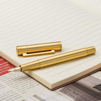 Hongdian Solid Brass Fountain Pen Medium Nib Classic Design Smooth Writing Copper Pen with Ink Refill Converter and Pen Box Set