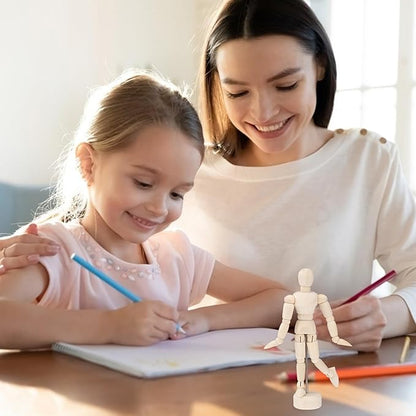 VICASKY Wooden Mannequin Drawing Dolls 12pcs Artists Jointed Figure Model 4. 5 Inches Artist with Stand for Or Desktop Decor