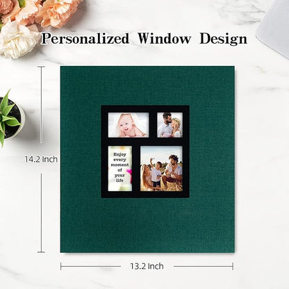 potricher Photo Album 4x6 1000 Photos Linen Cover Large Capacity Picture Albums for Family Wedding Anniversary Baby Vacation (Dark Green)