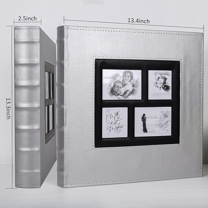 RECUTMS Photo Album Self Adhesive, Magnetic Self-Stick Scrapbook Album Holds 3x5 4x6 5x7 6x8 8x10 Pictures 60 Pages Black Inner Page for Family Wedding Baby Birthday Anniversary