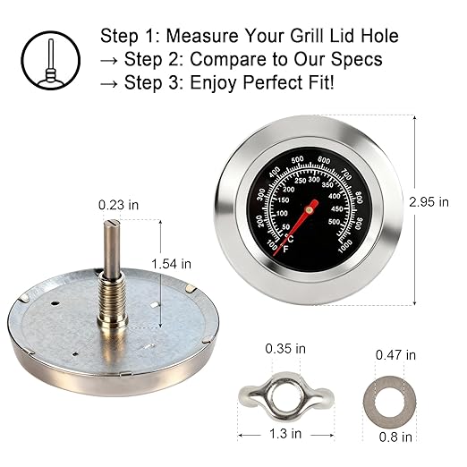 CloudHand 3" Grill Thermometer for Outside Grill BBQ Temperature Gauge Stainless Steel high Temp Thermometer 100F to 1000F BBQ for Barbecue Charcoal Grill Smoker