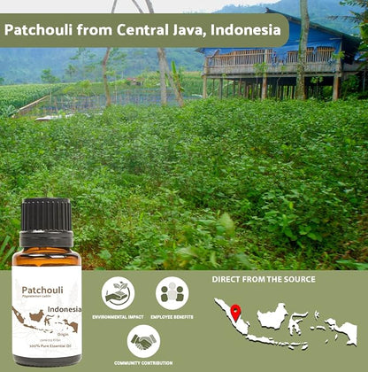 Nature Packaged Dark Patchouli Essential Oil - Direct from Java Indonesia Natural Repellent Aceite de Pachulí - Aromatherapy and Premium Therapeutic Grade - Ideal for Body & Candle-Making (2lbs)