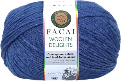 Facai Blend Merino Wool Yarn for Knitting - Worsted Weight,197yds (3.5oz) Ball, Ideal for Sweaters, Scarves, and Accessories (1, Dark Blue)