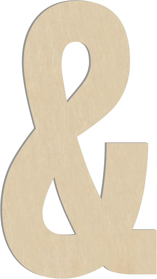 HILAZA 17 Inch Large Wooden Symbol &, 1/4 in Thick Big Wood Letter for Wall Decor Crafts
