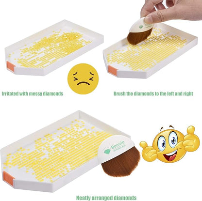 benote Diamond Art Painting Accessories Tools, Diamond Art Tray Painting Large Capacity Diamond Rhinestone Plate Tray with Divider, Paint Brush, Shining Bags for DIY Art Craft