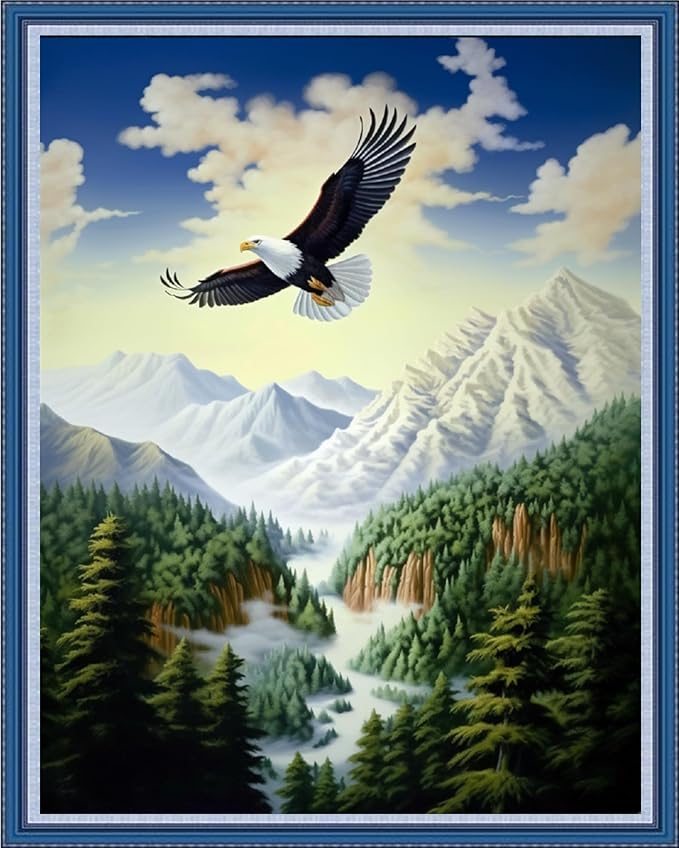 Dimensean Stamped Cross Stitch Kits Full Range of Embroidery Patterns Starter Kits for Beginners Adult DIY Cross Stitches Needlepoint Kits 11CT-Forest Eagle 16x20 inch