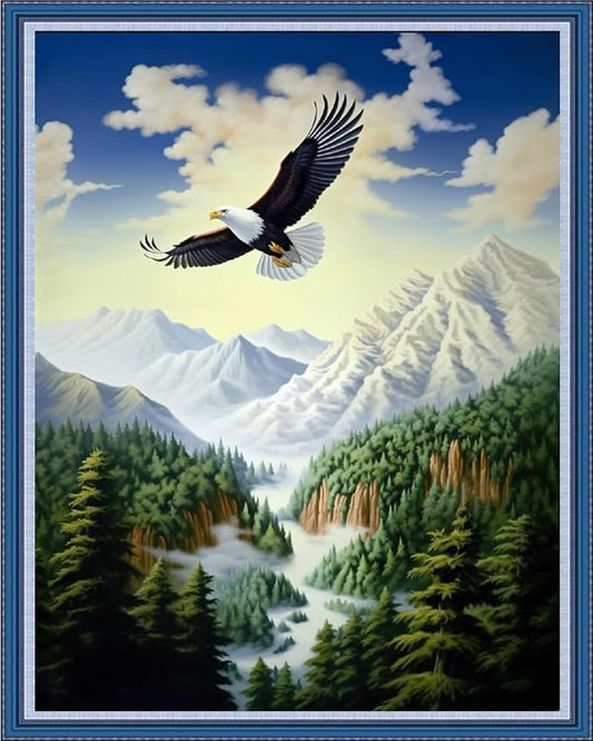 Dimensean Stamped Cross Stitch Kits Full Range of Embroidery Patterns Starter Kits for Beginners Adult DIY Cross Stitches Needlepoint Kits 11CT-Forest Eagle 16x20 inch