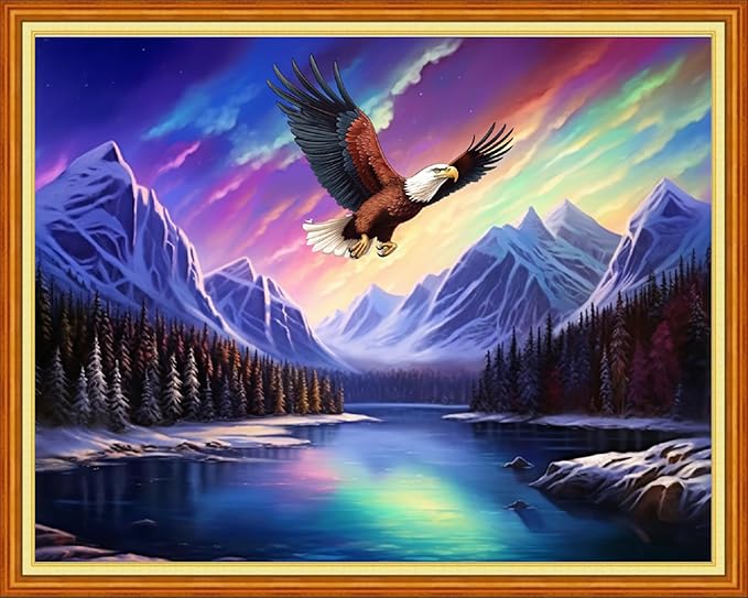 Dimensean Stamped Cross Stitch Kits Full Range of Embroidery Patterns Starter Kits for Beginners Adult DIY Cross Stitches Needlepoint Kits 11CT-Aurora Lake Scenery 16x20 inch