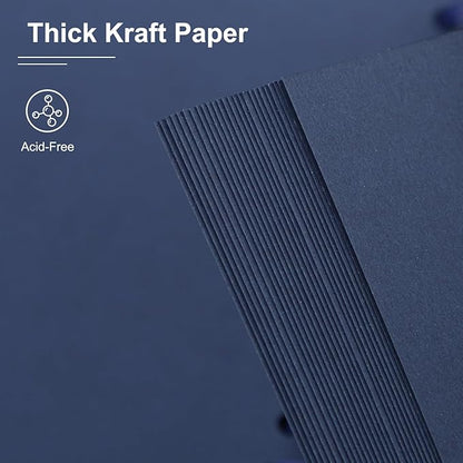 Scrapbook Album 12x12 Inches Photo Album Hardcover Kraft with Window Scrap Book Blank Memory Book for Baby Wedding Guest Book Couples Graduation Travel DIY Anniversary, 100 Pages Blue
