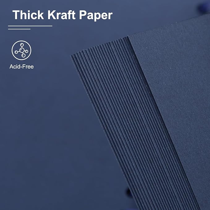 Scrapbook Album 8x8 Inches Photo Album Hardcover Kraft with Window Scrap Book Blank Memory Book for Baby Wedding Guest Book Couples Graduation Travel DIY Anniversary, 40 Pages Blue
